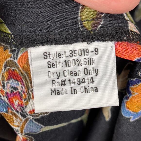 Johnny Was Jade Luca Maxi Dress Black Floral Size Large Silk Boho Whimsigoth NWT - Picture 8 of 10